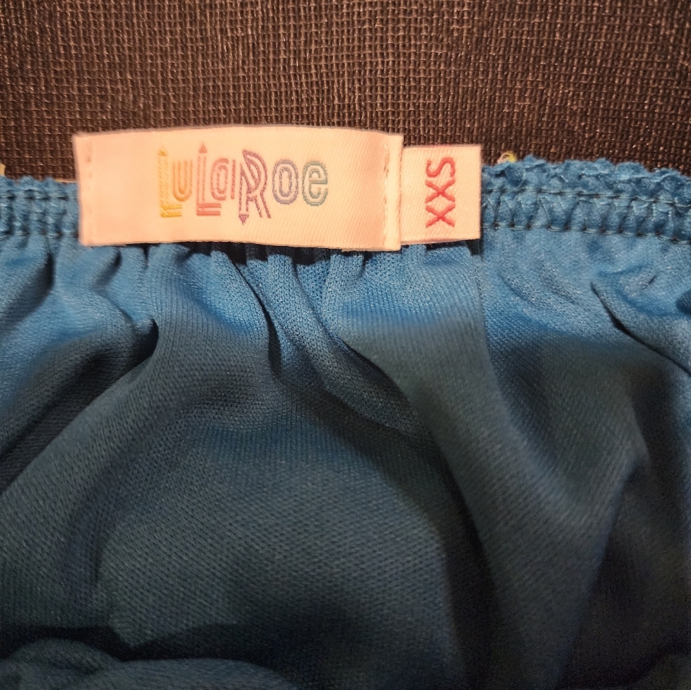 Lularoe Lola skirt XXS Cheetah pattern lime green cobalt blue black  NWT - Picture 4 of 4